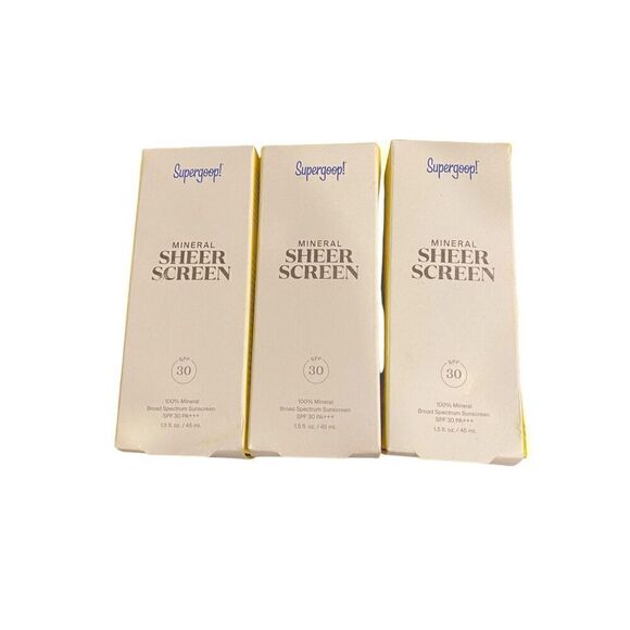 3 x Supergoop! Mineral Sheer Screen SPF 30 Sunscreen 1.5oz Full Size (READ) - Picture 1 of 2